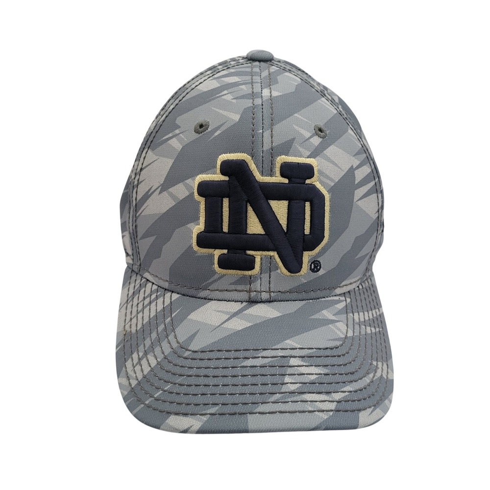 Notre Dame Fighting Irish Adidas Fitmax70 Fitted Mens Cap Hat Large Camo Gray